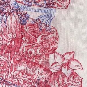 Red and Blue Floral Patterned Fabric